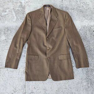 Austin Reed Men Blazer Three Button Style Sport Coat Brown Wool Jacket Size 42L